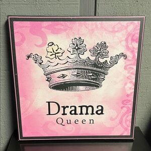 Drama Queen Pink Crown Wall Art